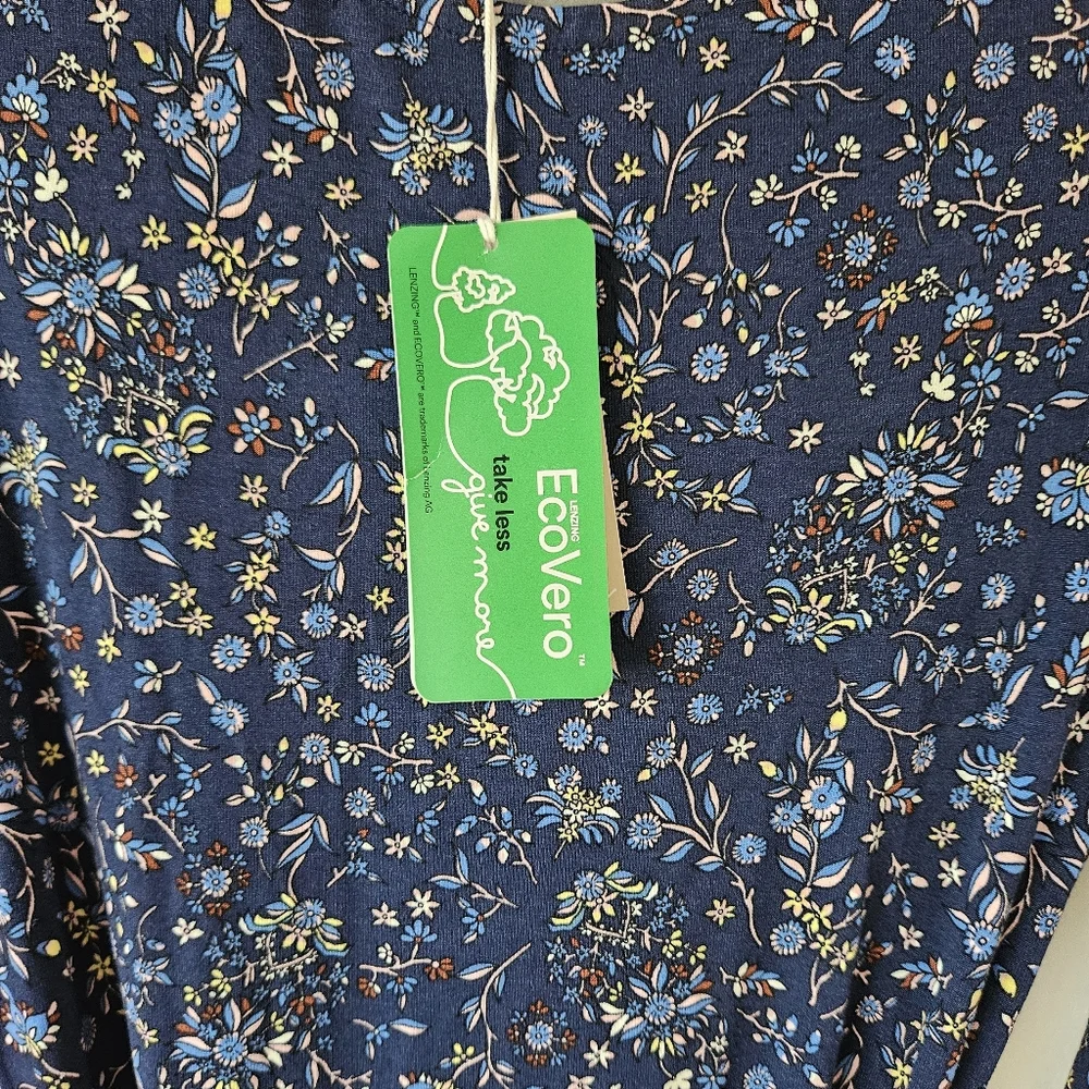Boden Navy Ditzy Floral Longsleeve Midi Dress, NWT Size 4 Tie Waist Springy - Picture 4 of 10